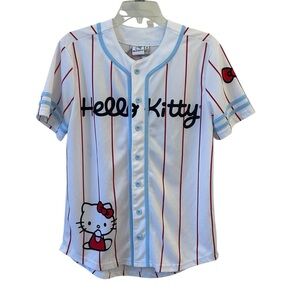 Hello Kitty White and Red Striped Jersey Top Medium